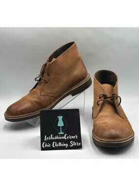 Clarks Men's Tan Leather Bushacre 2 Lace-Up Casual Chukka Boots Size 12 4026